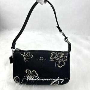 Coach Nolita 19 With Sparkly Butterfly Print In Leather/Sv/Black CCF58 NWT